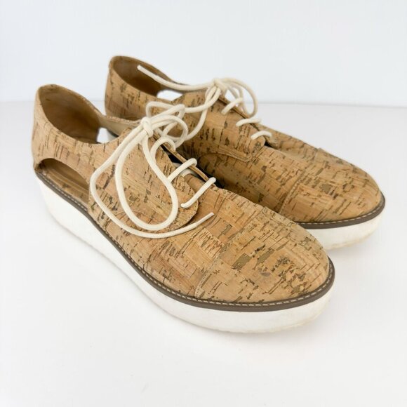 SCHUTZ Oxford Flatform Cut Out Cork Lightweight Contemporary Summer sz 41 - Picture 3 of 15